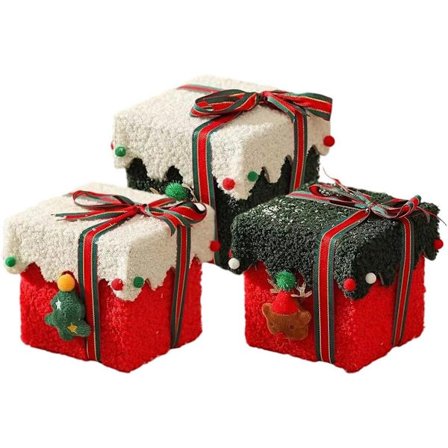 3 julegaveæsker m/ låg og bånd - Juleaftensæbleæske - Juleaftens C&y æsker