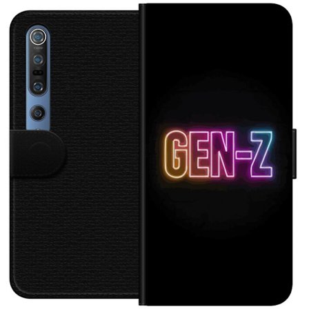 Yhteensopiva Lompakkokotelo Xiaomi Xiaomi Mi 10 Pro 5G Neontext Gen Z värikkäässä valossa tummaa taustaa vasten modernissa digitaalisessa tyyliiss