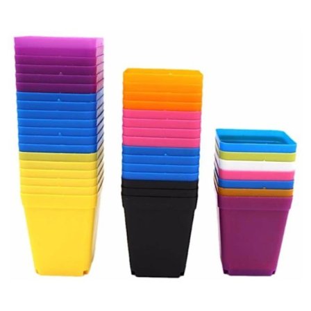 50 kpl pieniä muovisia kukkaruukkuja, sisä- ja ulkokäyttöön sopivia istutusruukkuja, neliönmuotoisia taimiruukkuja