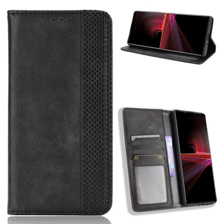 Bofink Vintage läder Sony Xperia 1 III fodral - Svart