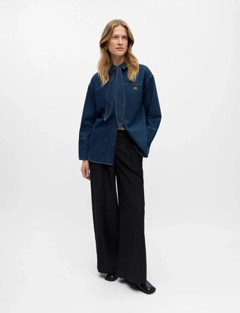 Object Objneel Lo L/S Denim Shirt Rep - Blue - XS