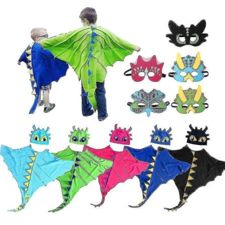 Lohikäärmeasu Viitta Hattunaamiolla Hampaaton Lohikäärmeasu Viitta Halloween-asut Cosplay-dinosaur-asu lapsille Red
