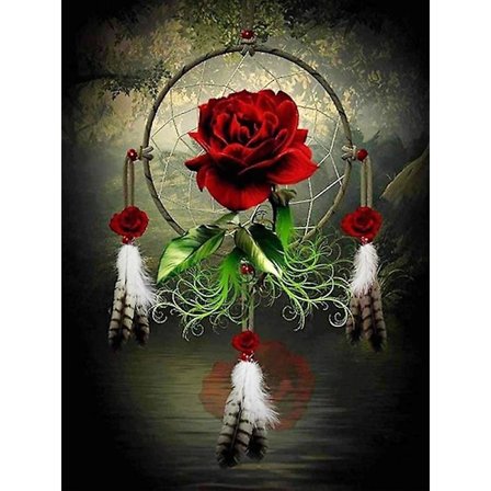 30x40cm 5d Diamantmålning Set för Barn - Rose Dream Catcher, Diamantbroderi, Målning Set