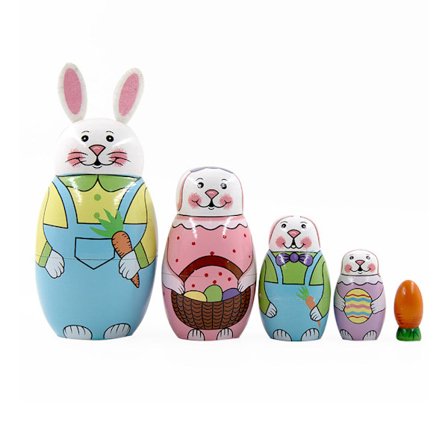 Russiske Matrosjka-dukker, Stabletredukker i tre, 5 stk 13 cm høye dyrematrosjka-dukker, påskeeggeleker