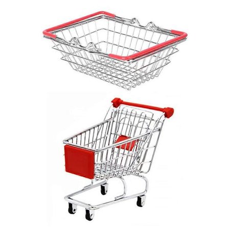 Ruostumattomasta teräksestä valmistettu leikkikori ja -kärry lapsille – roolileikki, joka kannustaa mielikuvitukselliseen hauskuuteen ja 