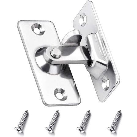 90 graders vinklet dørhasp sikkerhetslås skyvedørslås i rustfritt stål med skruer for hjem soverom hage bad - sølv