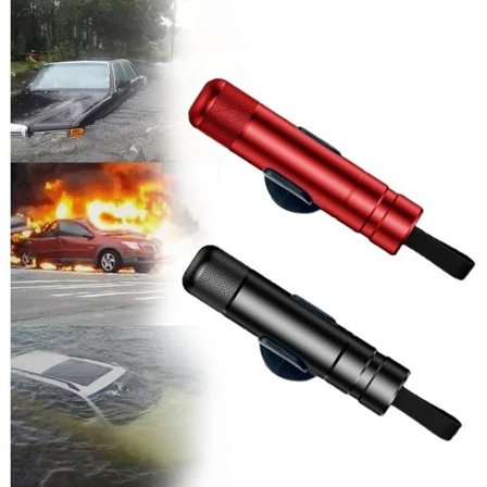 2 kpl turvavasaraa - Hammerdex-hätäpoistumistyökalu - lasinmurskain ja turvavyönleikkuri - auton turvavasara - ikkunanmurskain Musta ja hopea...