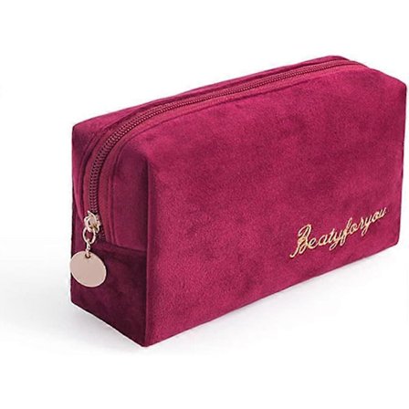 Kosmetikkveske Reise Sminkeveske Organizer Fløyel Toalettveske Vaskepose eller Lommebok Penal med Glidelås Bærbar Vaskbar