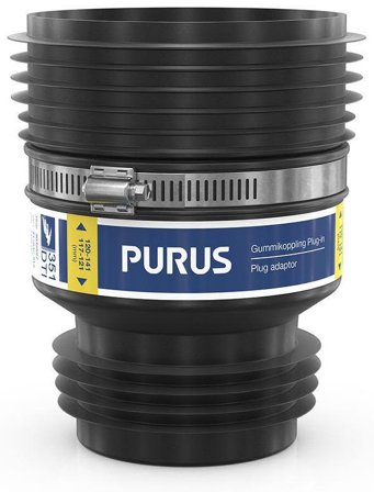 Purus 3032527 Gumminippel plug-in, svart, Inomhusavlopp