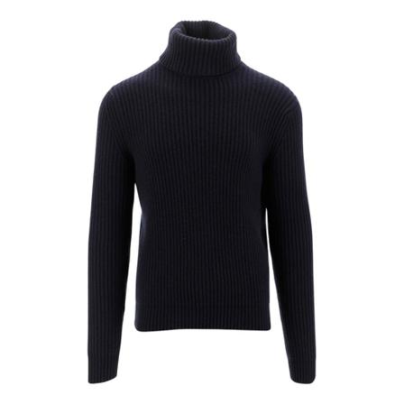 Malo Sweater made of pure cashmere High neck Ribbed knit Long sleeves Small ribbed edges Navy Made in Italy Composition: 100% cashmere Blå, Herre
