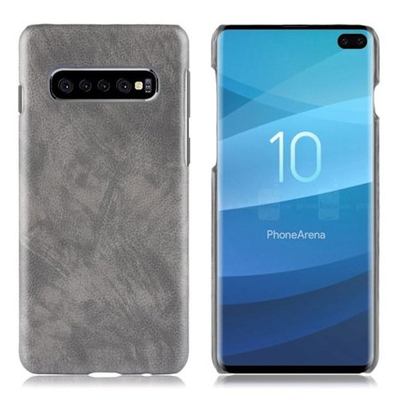 Samsung Galaxy S10 Plus litchi läderfodral - Grå