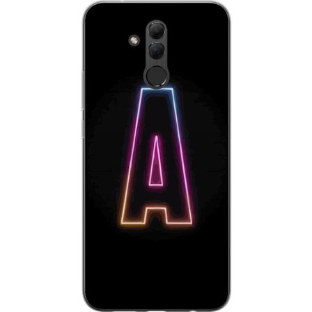 Kompatibelt Mobildeksel til Huawei Huawei Mate 20 lite Minimalistisk neonbokstav A i regnbuefarget lys mot svart bakgrunn i moderne typografisk stil