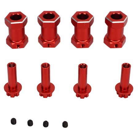 4 stk. 12 mm aluminiumslegering RC hjul sekskant nav forlængeradapter til 1 10 skala RC crawler rød