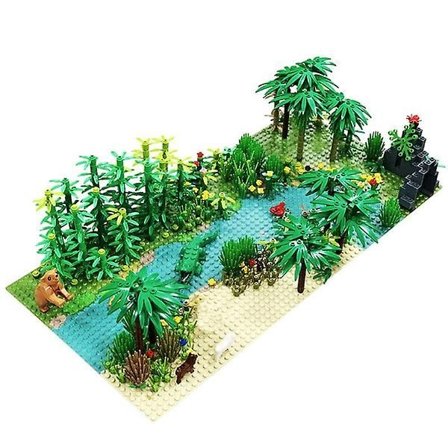 32*32 prickar Klassiska Basplattor Tropiskt Regnigt Klimat Grön Djungel Byggklossar Regnskog Djur Gräs Träd Moc Leksak Present Barn