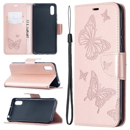 Butterfly läder Xiaomi Redmi 9A fodral - Rosa