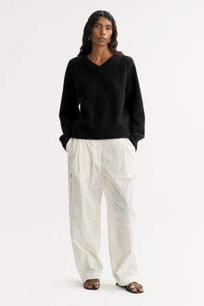 Soft Goat - Chunky v-neck - Women cashmere sweater - L - Black