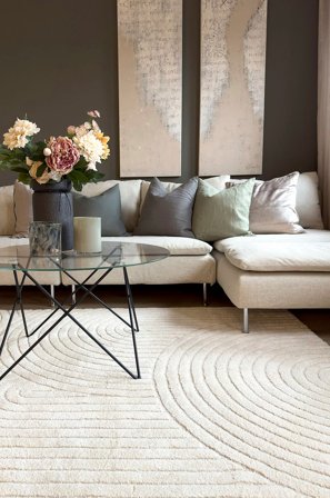 KM Home - Teppe Genova Zen - Hvit - Lugg- & ryetepper - 240X340 - Fra Homeroom