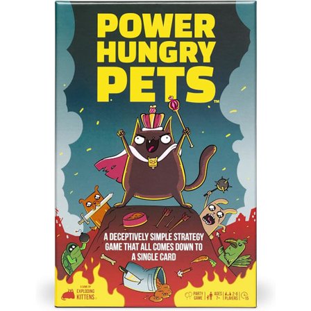 Power Hungry Pets fra Exploding Kittens - 2-6 spillere - Alder 7+ - 15 minutters spilletid - Strategisk og simpelt kortspil - Selskabsspil