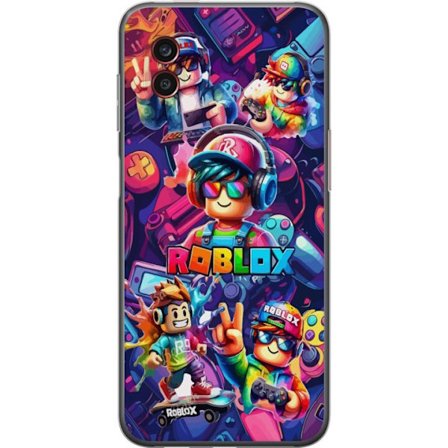 Yhteensopiva Puhelinkuori Samsung Samsung Galaxy Xcover6 Pro Värikäs Roblox-peliryhmä kuulokkeilla, ohjaimilla ja neonväreillä, täydellinen laps