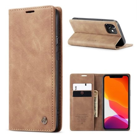 CaseMe iPhone 12 Pro / iPhone 12 vintage-kotelo - Ruskea
