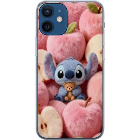 Kompatibelt Mobildeksel til Apple iPhone 12 Stitch blant rosa fluffy epler med teddy og søt kawaii-estetikk