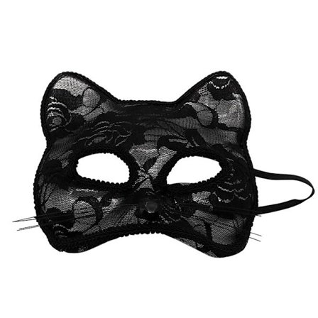 Halloween Blonde Maske Halvt Ansigt Kvinder Maskerade Cosplay Dyr Kat Ansigt Sort Maske
