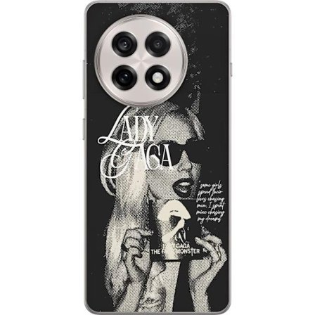 Yhteensopiva Puhelinkuori OnePlus 13R Lady Gaga mustavalkoinen retrojuliste aurinkolaseilla ja pop-taide-estetiikalla