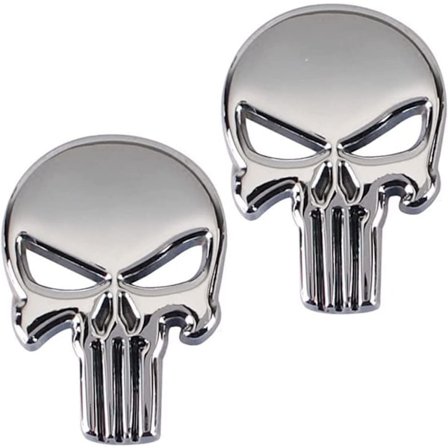 2 stk. Punisher 3D Metal Sticker, Punisher Skull Motorcykel Veh