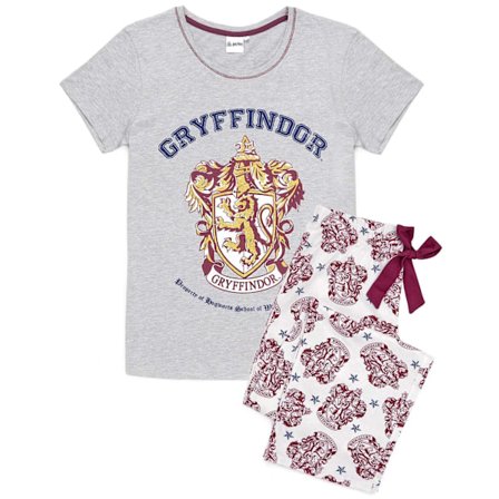 Harry Potter Dam/Dam Gryffindor Lång Pyjamas Set L Grå/Vit