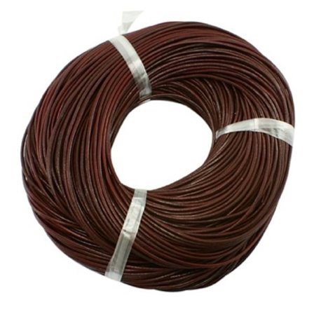 2 mt. Coconut Brun Läderrem 4 mm. tjock