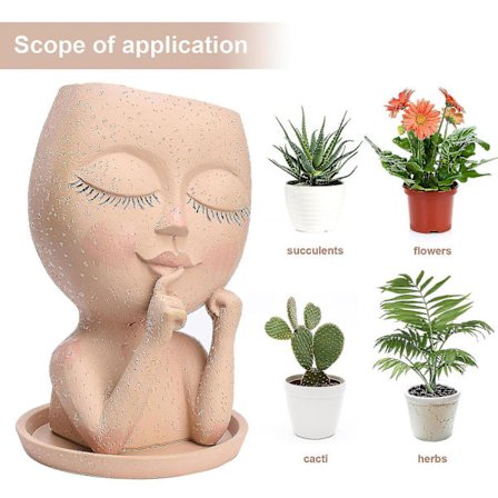 Kasvokasvien ruukut Ainutlaatuiset Puutarhan Hartsi-ruukut Söötti Naisen Pään Maljakko