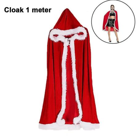 Jul Halloween Kostumer Frakke Fru Claus Julemand Xmas Fløjlshætte Cape Robe - Perfet