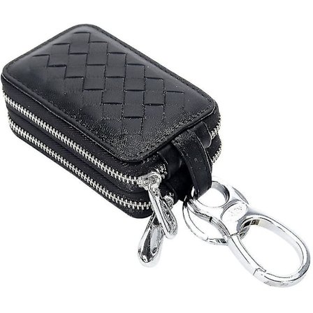 Håndlaget Lær Nøkkelveske med Glidelås