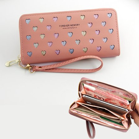 Pink Dame Kærlighedspung, Dame Møntpung, Læder Lynlås Pung