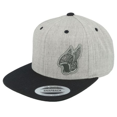 Born To Ride - Grå snapback Keps - Live Fast Helmet Grey Patch Heather Grey/Black Snapback @ Hatstore