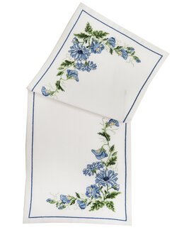 Broderikit Løber Blå Blomster - Svarta Fåret