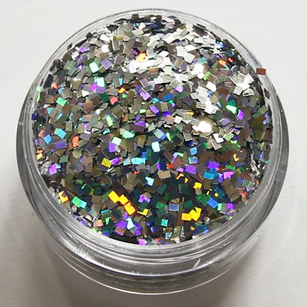 Negleglitter - Firkantet - Sølv - 8ml - Glitter