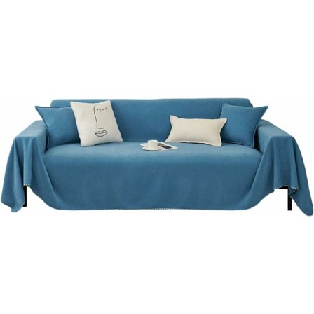 Stretch Sofa Deksel Sofa Håndkle Dekorasjon Universal Fire Sesonger Vevd Sofa Håndkle Sofa Beskytter for Kjæledyr Barn 180 130cm-Blå
