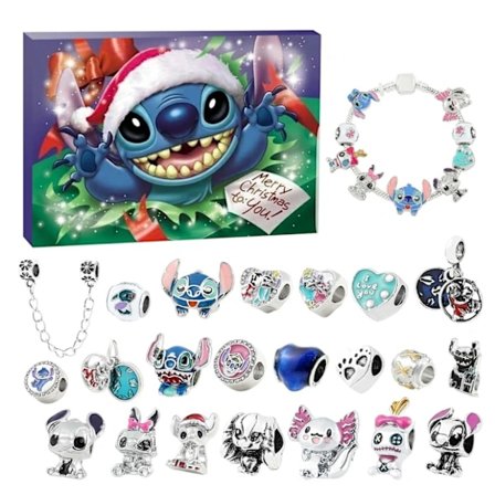 Adventskalender Armband 2024 Flickor 24 Dagar Adventskalender Nedräkning Smyckestillverkningssats 22 Charm Beads 2 Armband