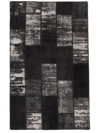 Anudada A Mano Patchwork Alfombra 145X234 Vintage De Lana Negro/Gris Oscuro Pequeño