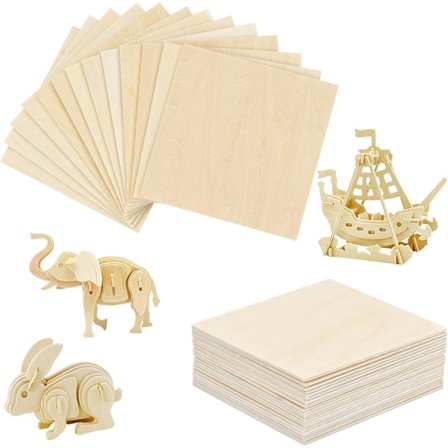 Sæt med 20 træplader, modelplade, krydsfinerplade, ubehandlet Bal