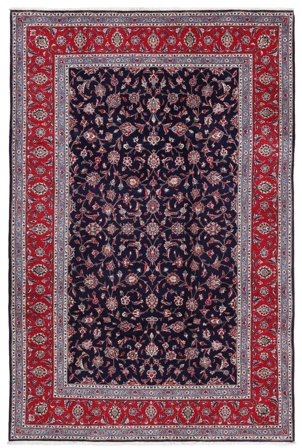 Keshan Rug 202X306 Black/Dark Red Wool, Persia