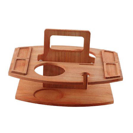 Bærbar ostebrett i tre, frukttallerken med integrert serveringsfat for nøtter