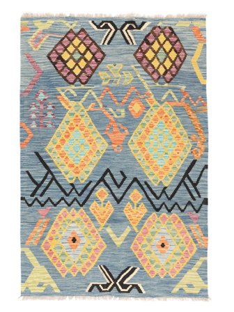 120X183 Tapis Kilim Berbère Style Moderne Bleu Foncé/Gris Foncé (Afghanistan) Carpetvista
