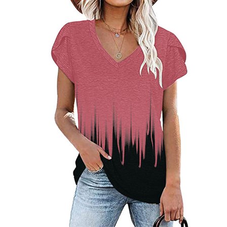 Damsydda sommartröjor V-ringad tröja 8#