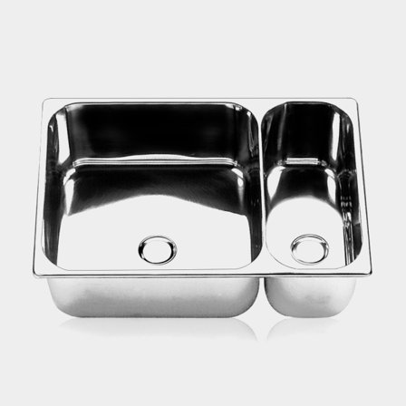Évier bateau Barka LV 30.33.15.15/P, double, rectangulaire, 510 x 325 mm, acier inoxydable, argent