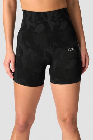 ICANIWILL - Camo Seamless Shorts Black- Sport kurze hose - Damen - ICIW