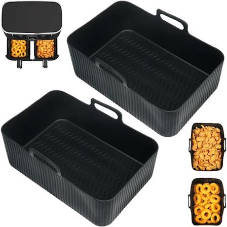 Airfryer-kurv, stort airfryer-tilbehør/brett for Ninja AF451UK/AF400UK og andre med 2 skuffer