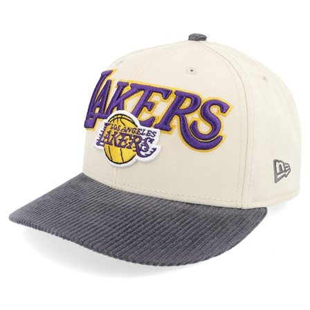 New Era - NBA Beige snapback Cap - Los Angeles Lakers Corduroy Visor 9FIFTY Pc Light Terracotta/Grey Adjustable @ Hatstore