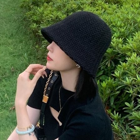 Høst vinterlue strikket lue SVART